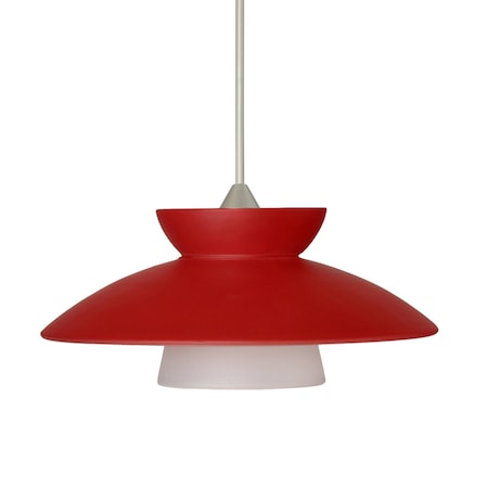 Trilo 7 Cord Pendant, Red Matte, Satin Nickel Finish, 1x5W LED